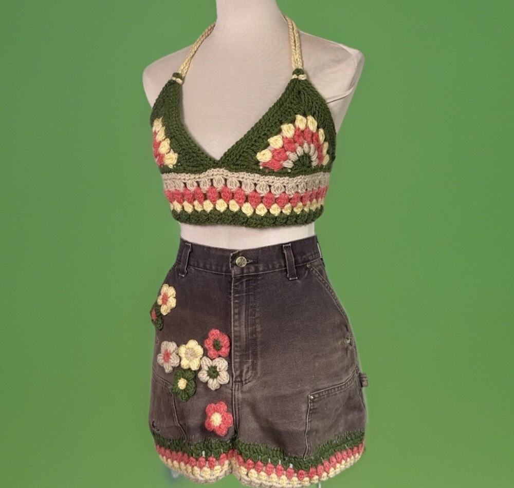 Upcycled Crochet Skirt And Top Set | Handmade | Carhardtt | Boho | Festival |
